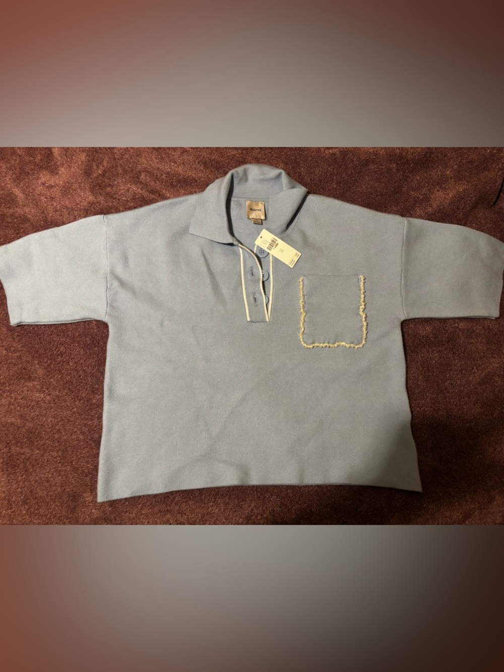 Anthropologie Light Blue Short Sleeve Tee with Contrast Trim